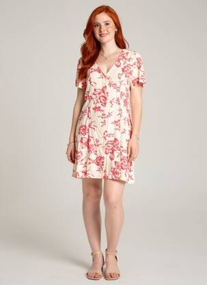 Robe courte manches courtes manches courtes rose JACQUELINE DE YONG femme