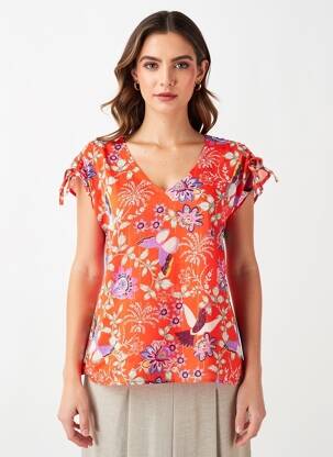Top coupe fluide manches courtes orange AKOZ DE TOI femme