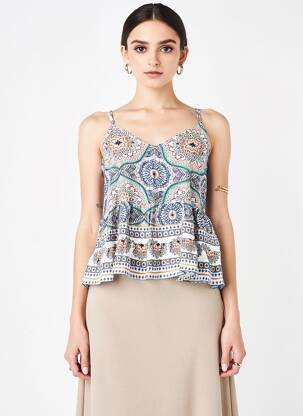 Top manches bretelles ajustables fines bretelles bleu MOLLY BRACKEN femme