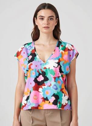 Top manches courtes manches courtes bleu LILI SIDONIO femme