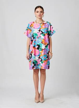 Robe courte manches courtes manches courtes bleu LILI SIDONIO femme