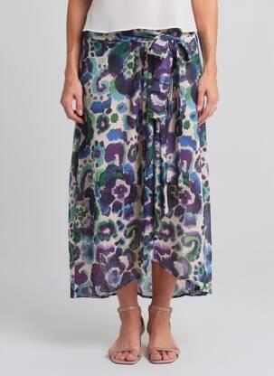Jupe mi-longue coupe évasée violet MORGAN femme