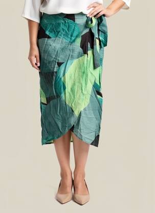 Jupe mi-longue coupe droite vert VILA femme