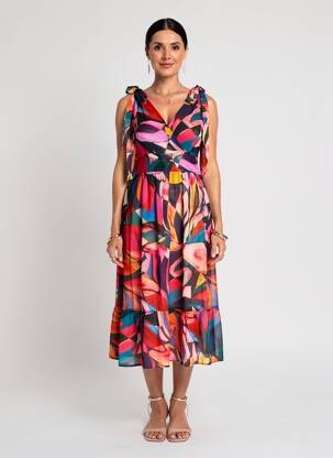 Robe mi-longue coupe fluide fines bretelles rouge MOLLY BRACKEN femme