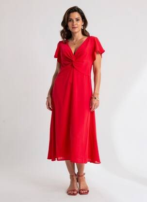 Robe courte coupe fluide manches courtes rouge MOLLY BRACKEN femme