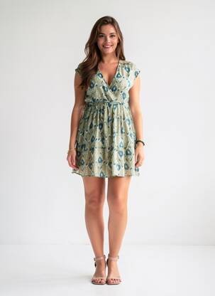Robe courte coupe fluide manches courtes vert TIFFOSI femme