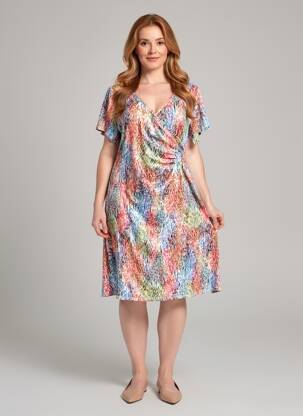 Robe mi-longue imprimé fantaisie manches courtes bleu GENUINE femme