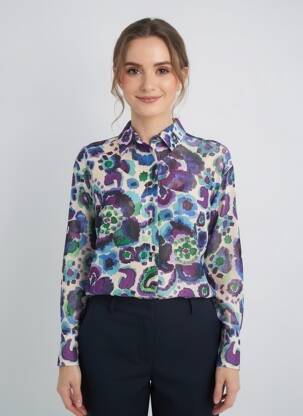 Chemisier tissage crêpe manches longues violet MORGAN femme