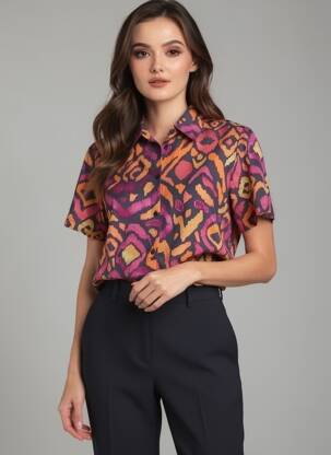 Chemisier manches courtes manches courtes violet B.YOUNG femme