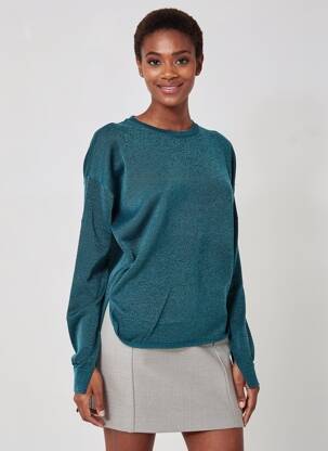 Pull maille tricot manches longues bleu MOLLY BRACKEN femme