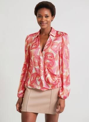 Blouse manches longues manches longues rose MORGAN femme