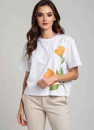 T-shirt coupe droite manches courtes blanc SALSA femme