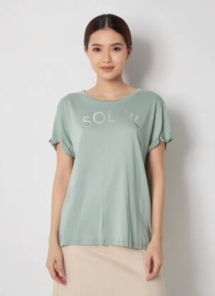 T-shirt sérigraphie manches courtes vert DEELUXE femme