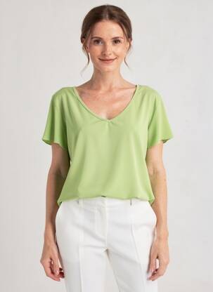 Top stretch manches courtes vert GENUINE femme
