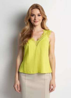 Top stretch sans manche vert MORGAN femme