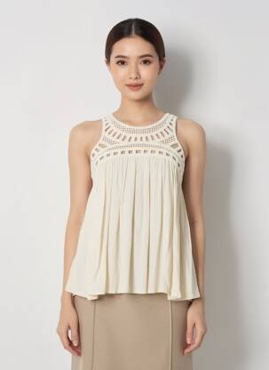 Top stretch sans manche beige VILA femme