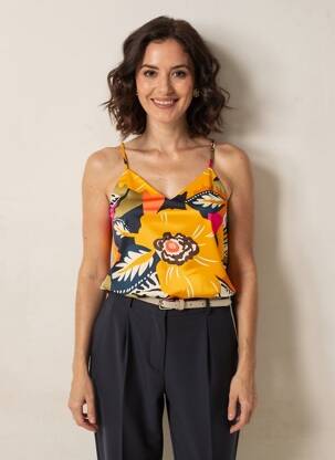 Top coupe fluide fines bretelles orange MOLLY BRACKEN femme