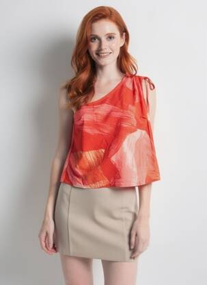 Top coupe fluide sans manche rouge VILA femme