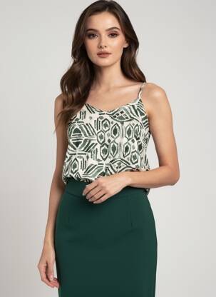 Top manches bretelles ajustables fines bretelles vert B.YOUNG femme