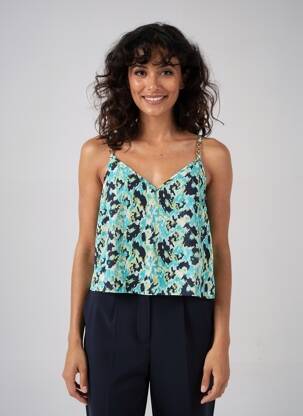 Top manches bretelles ajustables fines bretelles bleu MORGAN femme