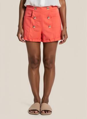 Short coupe droite taille haute rose MORGAN femme