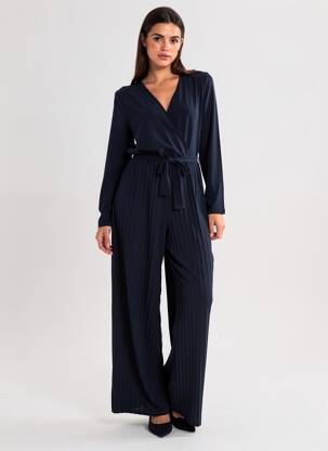 Combi-pantalon col cache-coeur manches longues bleu TIFFOSI femme