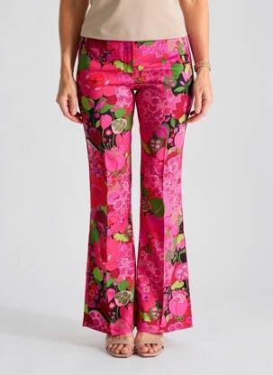 Pantalon flare taille normale taille normale rose MORGAN femme
