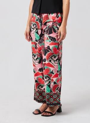Pantalon large fermeture zippée sous rabat boutonné taille normale noir MORGAN femme
