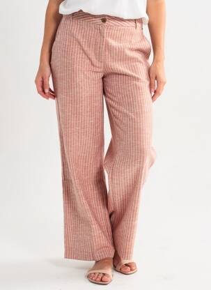 Pantalon droit tissage popeline taille normale rose DEELUXE femme