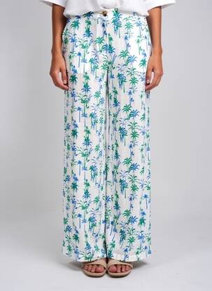 Pantalon large tissage popeline taille normale blanc TIFFOSI femme