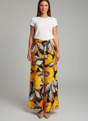 Pantalon large tissage crêpe taille normale jaune MOLLY BRACKEN femme