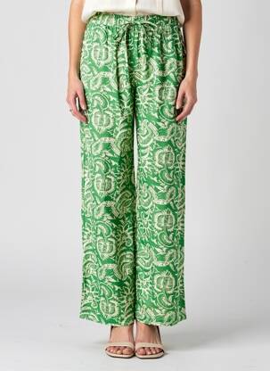 Pantalon large tissage popeline taille normale vert DEELUXE femme