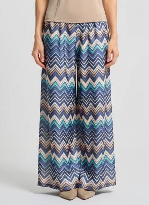Pantalon large tissage popeline taille normale bleu QUATRE VINGT JOURS femme