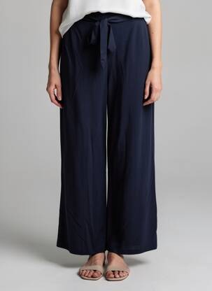 Pantalon large tissage popeline taille normale bleu TIFFOSI femme