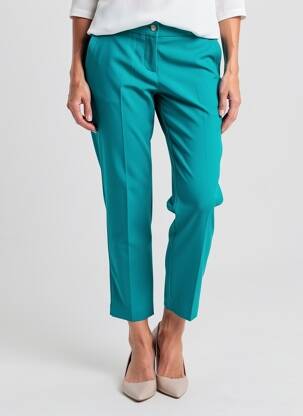 Pantalon 7/8 tissage popeline taille normale vert MORGAN femme