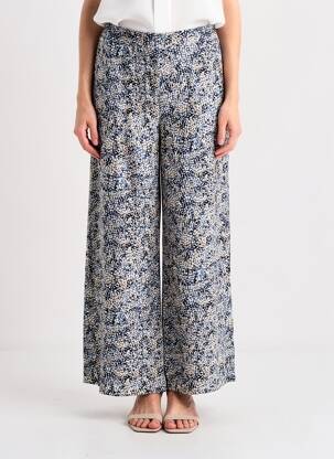 Pantalon large tissage crêpe taille normale bleu VILA femme