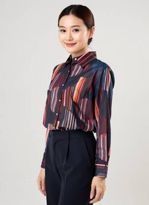 Chemisier coupe cintrée manches longues bleu PALME femme
