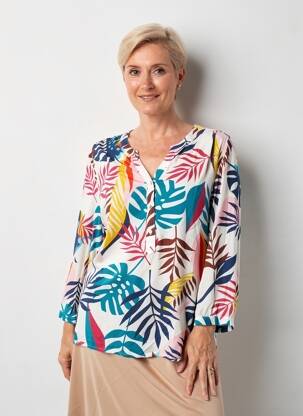 Blouse tissage popeline manches 3/4 blanc S.QUISE femme