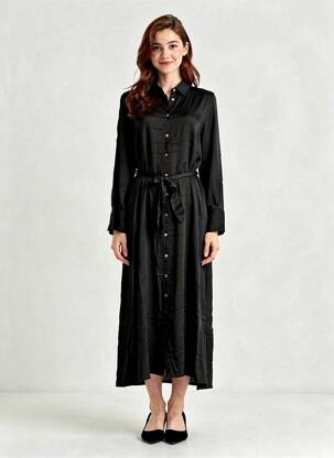 Robe longue manches longues manches longues noir DANIELE FIESOLI femme