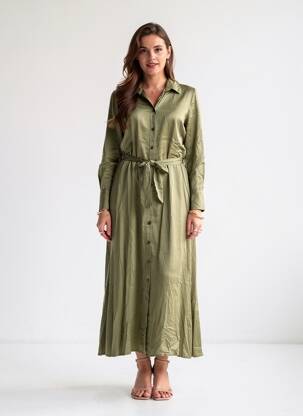 Robe longue manches longues manches longues vert DANIELE FIESOLI femme