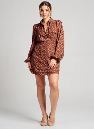 Robe courte manches longues manches longues jaune JANE WOOD femme
