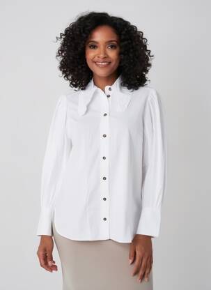 Chemisier coupe droite manches longues blanc GANNI femme
