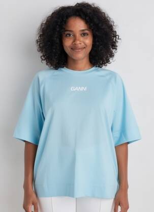 T-shirt sérigraphie manches courtes bleu GANNI femme