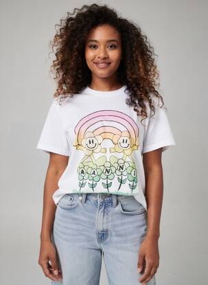 T-shirt imprimé fantaisie manches courtes blanc GANNI femme