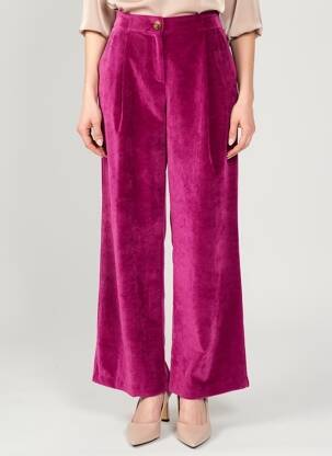 Pantalon droit stretch taille haute violet DANIELE FIESOLI femme