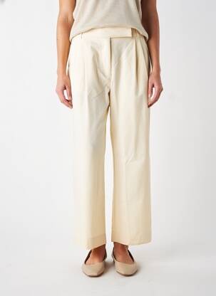 Pantalon droit tissage popeline taille haute beige DANIELE FIESOLI femme