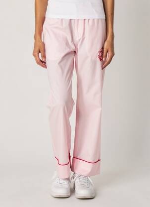 Pantalon droit tissage popeline taille normale rose GANNI femme
