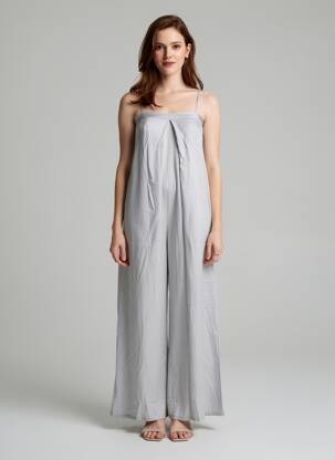 Combi-pantalon coupe fluide fines bretelles gris DANIELE FIESOLI femme