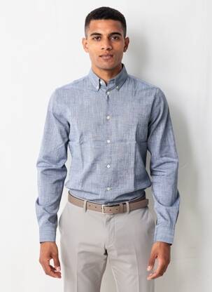 Chemise manches longues coupe cintrée bleu KNOWLEDGE COTTON APPAREL homme