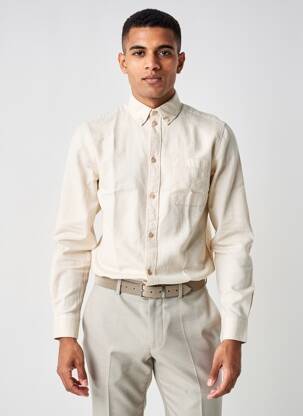 Chemise manches longues poches beige KNOWLEDGE COTTON APPAREL homme